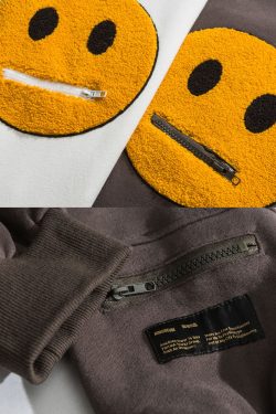 Y2K Grunge Smiley Face Hoodie - Retro 90S Fashion, Summer Y2K Outfits, Pastel Goth Style