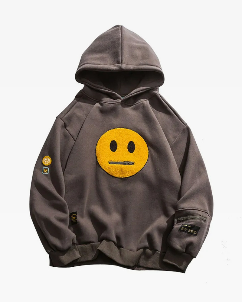 Y2K Grunge Smiley Face Hoodie - Retro 90S Fashion, Summer Y2K Outfits, Pastel Goth Style Y2K Grunge Smiley Face Hoodie - Retro 90S Fashion, Summer Y2K Outfits, Pastel Goth Style