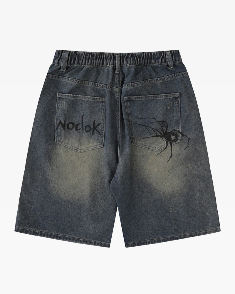 Y2K Grunge Spider Shorts - Retro 90S Summer Outfit, Pastel Goth, Hip Hop Fashion