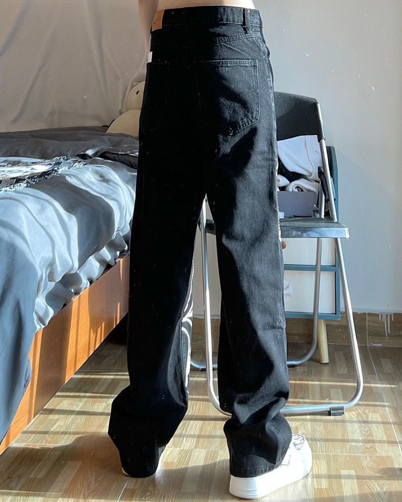 Y2K Grunge Spider Web Jeans - 90S Fashion, Retro Style, Gothic Y2K, Summer Y2K Outfits Y2K Grunge Spider Web Jeans - 90S Fashion, Retro Style, Gothic Y2K, Summer Y2K Outfits