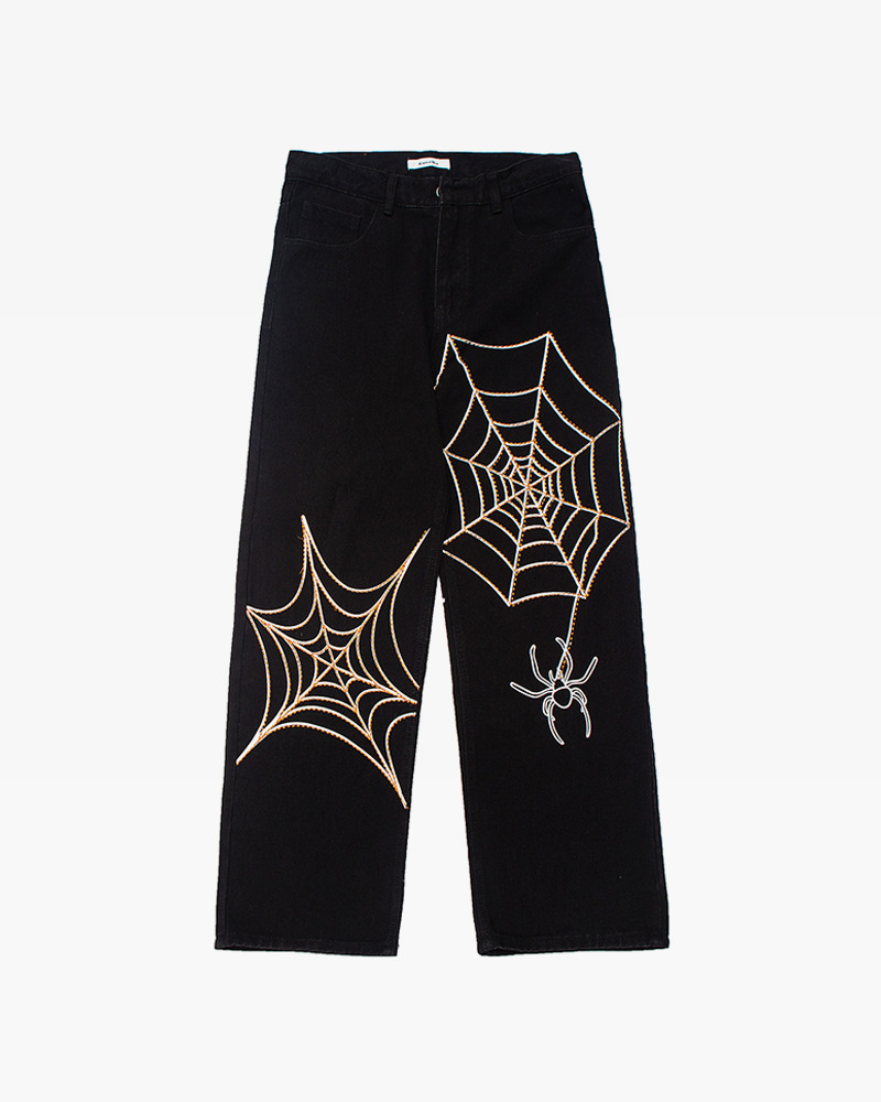 Y2K Grunge Spider Web Jeans - 90S Fashion, Retro Style, Gothic Y2K, Summer Y2K Outfits Y2K Grunge Spider Web Jeans - 90S Fashion, Retro Style, Gothic Y2K, Summer Y2K Outfits