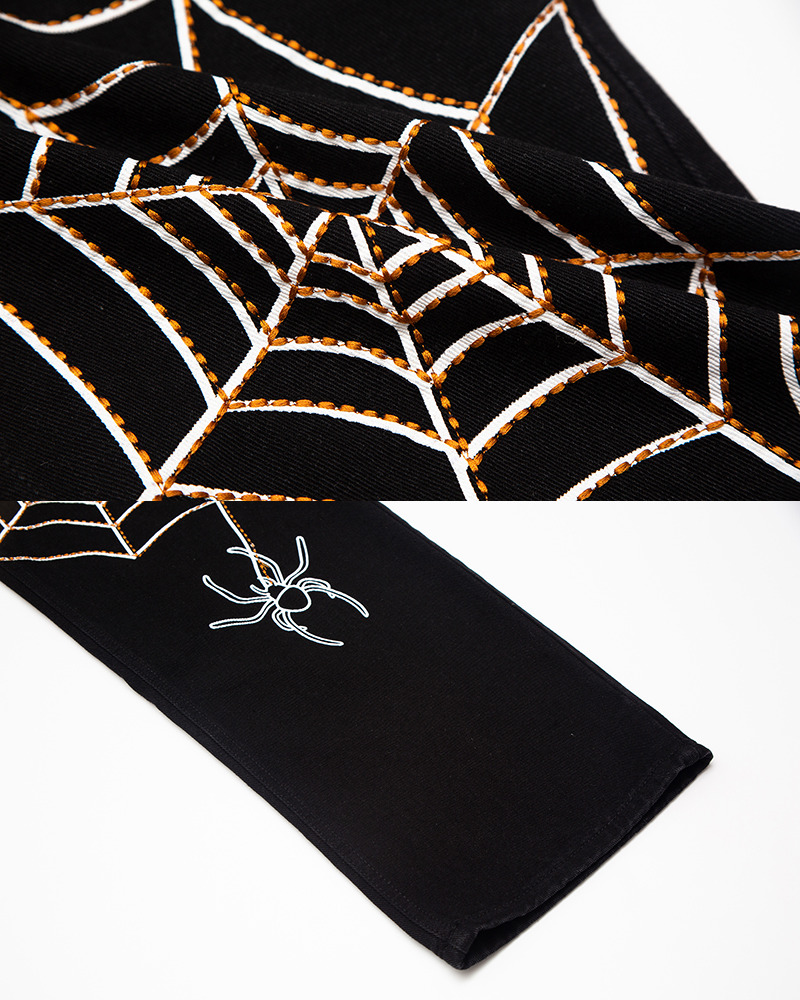 Y2K Grunge Spider Web Jeans - 90S Fashion, Retro Style, Gothic Y2K, Summer Y2K Outfits Y2K Grunge Spider Web Jeans - 90S Fashion, Retro Style, Gothic Y2K, Summer Y2K Outfits