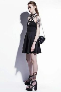 Y2K Grunge Strap Gothic Dress - Retro 90S Summer Outfit, Pastel Goth, Y2K Party & Club Fashion