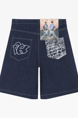 Y2K Grunge Streetwear Denim Shorts - 90S Retro Summer Outfit, Y2K Club & Party Fashion
