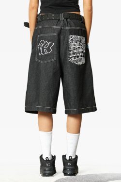 Y2K Grunge Streetwear Denim Shorts - 90S Retro Summer Outfit, Y2K Club & Party Fashion
