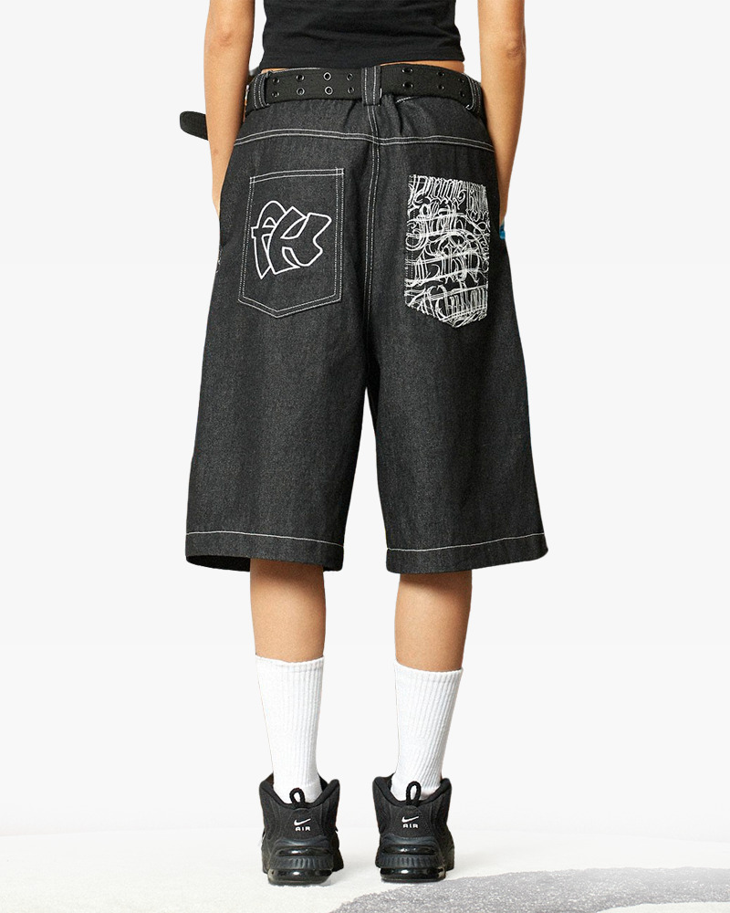 Y2K Grunge Streetwear Denim Shorts - 90S Retro Summer Outfit, Y2K Club & Party Fashion Y2K Grunge Streetwear Denim Shorts - 90S Retro Summer Outfit, Y2K Club & Party Fashion