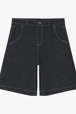 Y2K Grunge Streetwear Denim Shorts - 90S Retro Summer Outfit, Y2K Club & Party Fashion