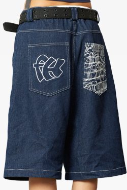Y2K Grunge Streetwear Denim Shorts - 90S Retro Summer Outfit, Y2K Club & Party Fashion