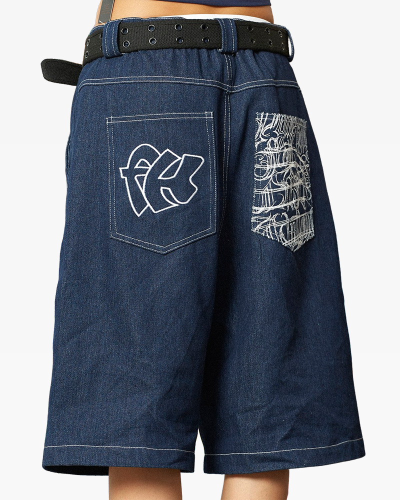 Y2K Grunge Streetwear Denim Shorts - 90S Retro Summer Outfit, Y2K Club & Party Fashion Y2K Grunge Streetwear Denim Shorts - 90S Retro Summer Outfit, Y2K Club & Party Fashion