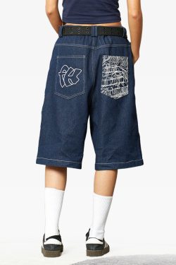 Y2K Grunge Streetwear Denim Shorts - 90S Retro Summer Outfit, Y2K Club & Party Fashion