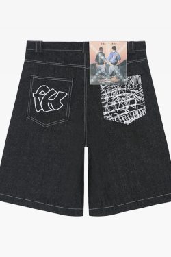Y2K Grunge Streetwear Denim Shorts - 90S Retro Summer Outfit, Y2K Club & Party Fashion