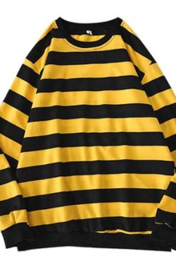 Y2K Grunge Striped Long Sleeve Shirt - Retro 90S Fashion, Summer Y2K Outfits, Pastel Goth Style