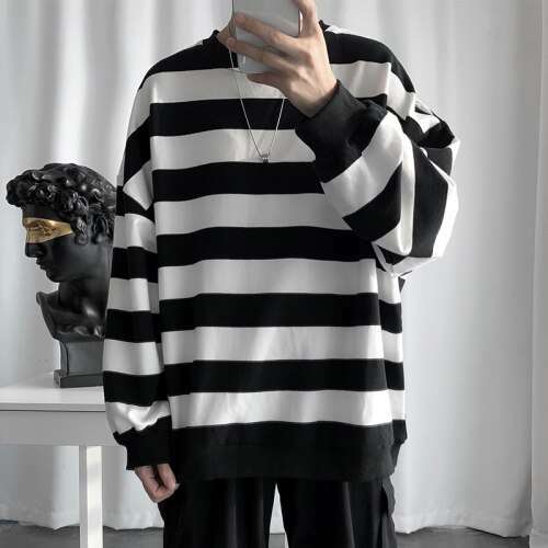 Y2K Grunge Striped Loose Sweater - 90S Fashion, Retro Style, Y2K Summer Outfits Y2K Grunge Striped Loose Sweater - 90S Fashion, Retro Style, Y2K Summer Outfits