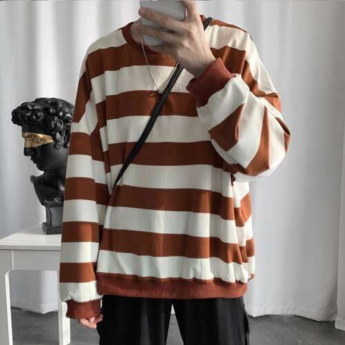 Y2K Grunge Striped Loose Sweater - 90S Fashion, Retro Style, Y2K Summer Outfits Y2K Grunge Striped Loose Sweater - 90S Fashion, Retro Style, Y2K Summer Outfits