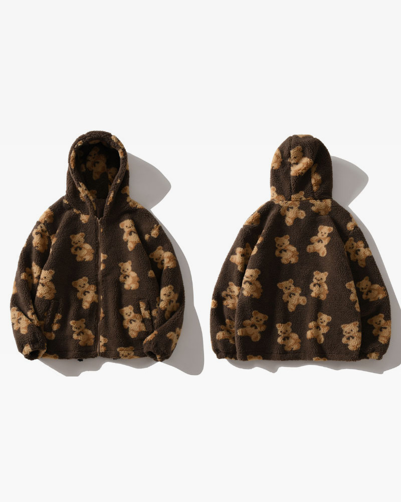 Y2K Grunge Teddy Bear Fleece Jacket - Retro 90S Fashion, Summer Y2K Outfits, Pastel Goth Style Y2K Grunge Teddy Bear Fleece Jacket - Retro 90S Fashion, Summer Y2K Outfits, Pastel Goth Style