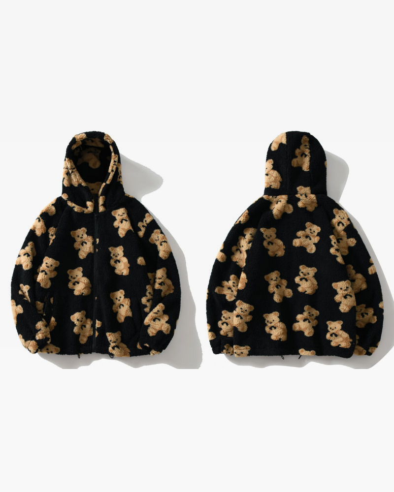 Y2K Grunge Teddy Bear Fleece Jacket - Retro 90S Fashion, Summer Y2K Outfits, Pastel Goth Style Y2K Grunge Teddy Bear Fleece Jacket - Retro 90S Fashion, Summer Y2K Outfits, Pastel Goth Style