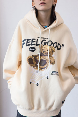 Y2K Grunge Teddy Bear Hoodie - Retro 90S Fashion, Summer Y2K Outfits, Pastel Goth Style