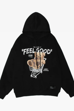 Y2K Grunge Teddy Bear Hoodie - Retro 90S Fashion, Summer Y2K Outfits, Pastel Goth Style