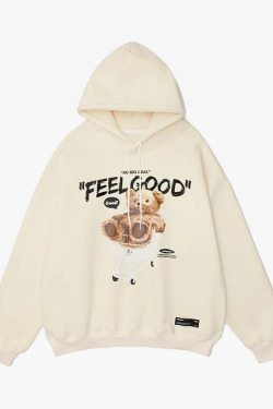 Y2K Grunge Teddy Bear Hoodie - Retro 90S Fashion, Summer Y2K Outfits, Pastel Goth Style