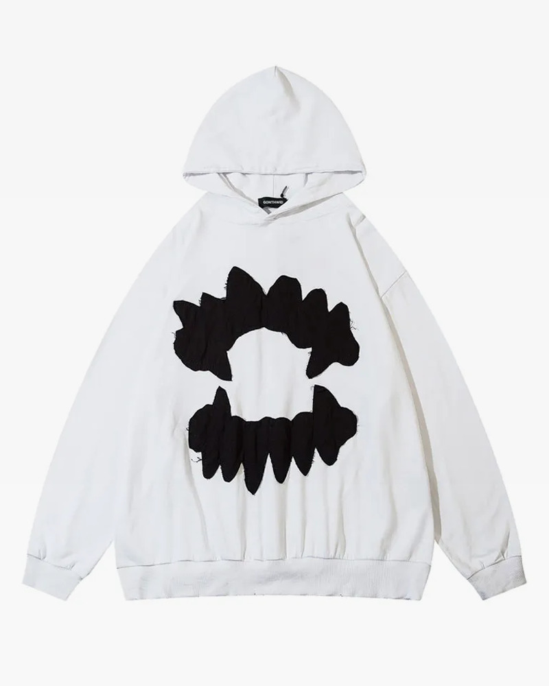 Y2K Grunge Teeth Hoodie - Retro 90S Fashion, Summer Y2K Outfits, Gothic Y2K Style Y2K Grunge Teeth Hoodie - Retro 90S Fashion, Summer Y2K Outfits, Gothic Y2K Style