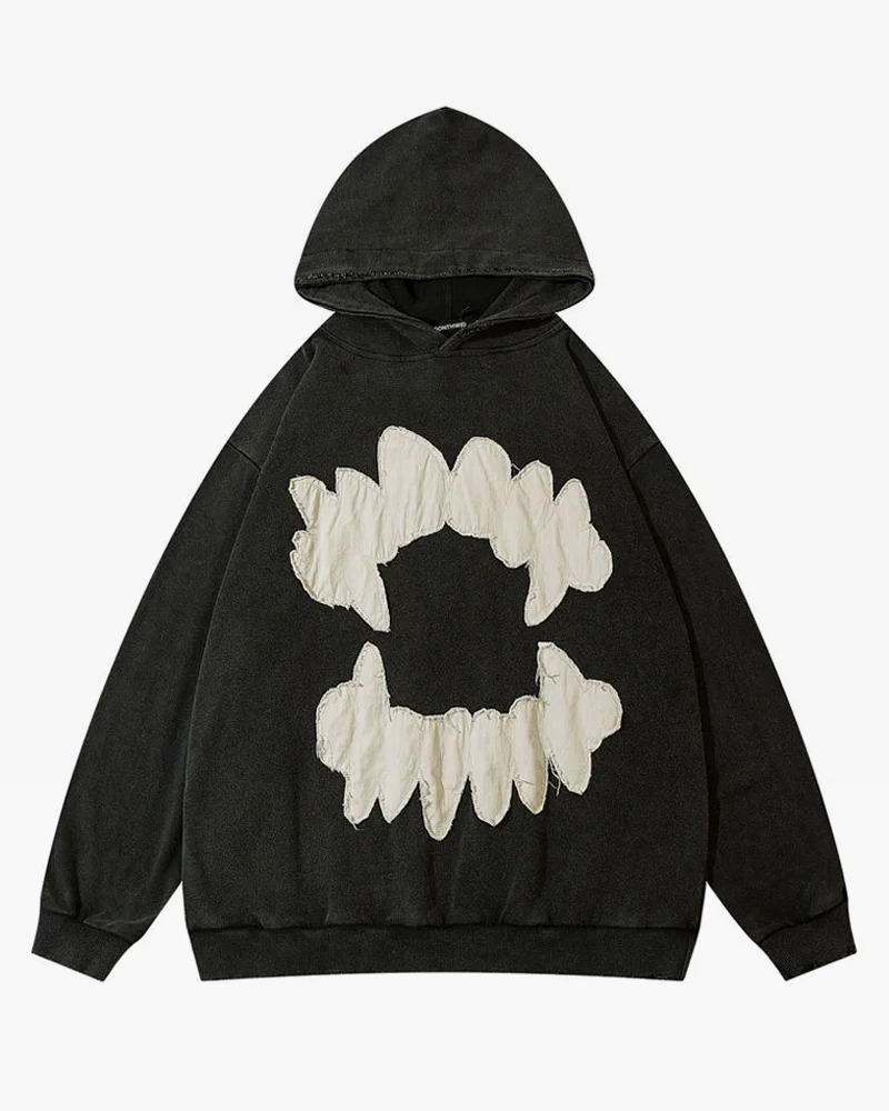Y2K Grunge Teeth Hoodie - Retro 90S Fashion, Summer Y2K Outfits, Gothic Y2K Style Y2K Grunge Teeth Hoodie - Retro 90S Fashion, Summer Y2K Outfits, Gothic Y2K Style