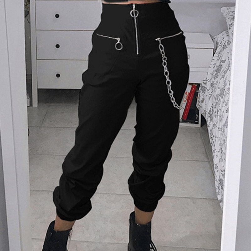 Y2K Grunge Trouser Pants With Chains - 90S Fashion, Retro Style, Gothic Y2K, Y2K Summer Outfits
