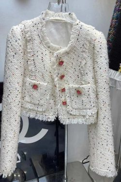 Y2K Grunge Tweed Jacket - French Vintage Short Coat, Elegant Autumn Winter Fashion