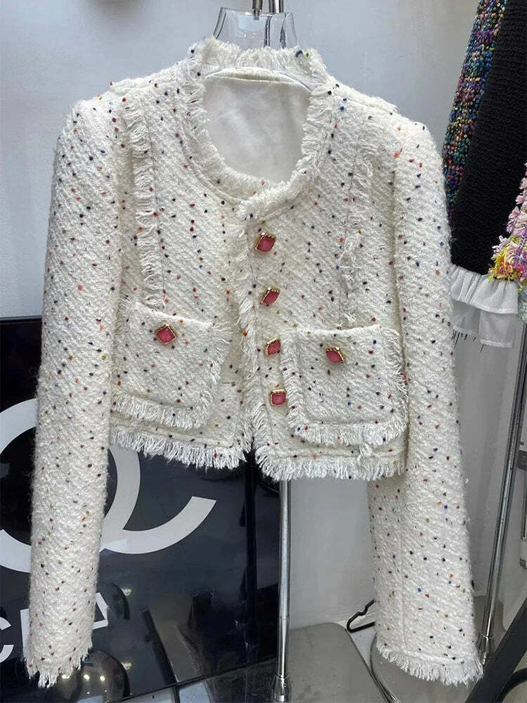 Y2K Grunge Tweed Jacket - French Vintage Short Coat, Elegant Autumn Winter Fashion Y2K Grunge Tweed Jacket - French Vintage Short Coat, Elegant Autumn Winter Fashion