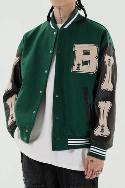 Y2K Grunge Varsity Jacket - Retro 90S Fashion, Summer Outfits, And Club Party Style