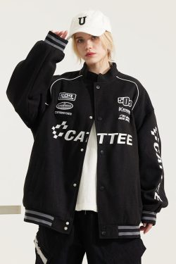 Y2K Grunge Varsity Jacket - Retro 90S Streetwear, Summer Outfits, And Party Fashion