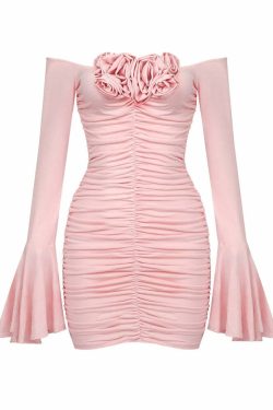 Y2K Grunge Viny Flower Mini Dress - Retro 90S Summer Outfit, Pastel Goth, Y2K Party Fashion