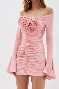 Y2K Grunge Viny Flower Mini Dress - Retro 90S Summer Outfit, Pastel Goth, Y2K Party Fashion