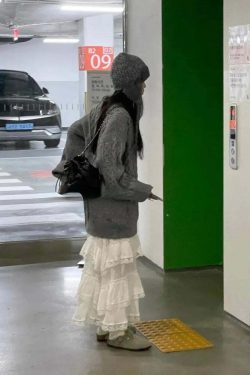 Y2K Grunge White Lace Ruffle Skirt - Sweet High Waist A-Line Mid-Length Cake Skirt For Women