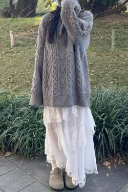 Y2K Grunge White Lace Ruffle Skirt - Sweet High Waist A-Line Mid-Length Cake Skirt For Women