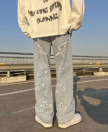 Y2K Grunge Wide Leg Denim Jeans - Retro 90S Fashion, Summer Y2K Outfits, Gothic Y2K Style