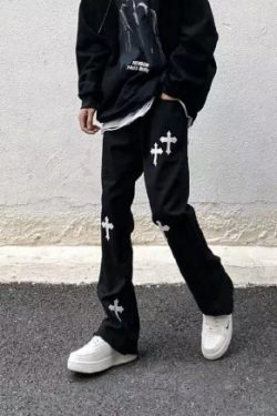 Y2K Grunge Wide Leg Denim Jeans - Retro 90S Fashion, Summer Y2K Outfits, Gothic Y2K Style