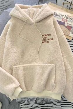Y2K Grunge Wool Thick Hoodie - Retro 90S Fashion, Summer Outfits, And Pastel Goth Style