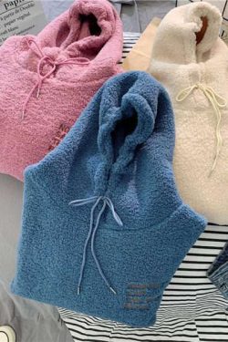 Y2K Grunge Wool Thick Hoodie - Retro 90S Fashion, Summer Outfits, And Pastel Goth Style