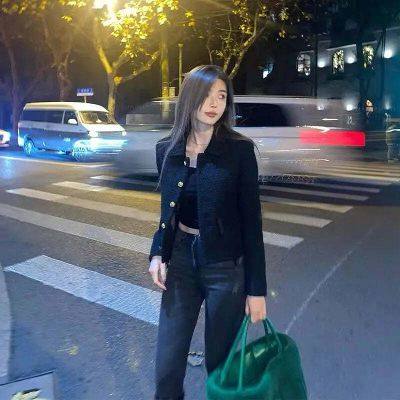 Y2K Grunge Wool Tweed Coat - Elegant Korean Chic Autumn Jacket For Women Y2K Grunge Wool Tweed Coat - Elegant Korean Chic Autumn Jacket For Women