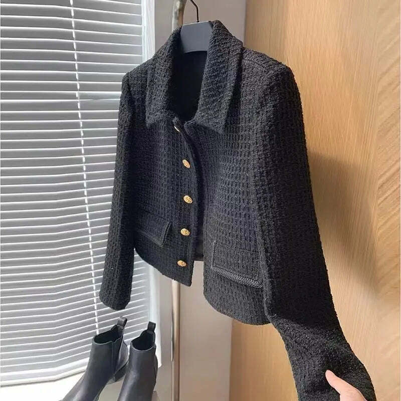 Y2K Grunge Wool Tweed Coat - Elegant Korean Chic Autumn Jacket For Women Y2K Grunge Wool Tweed Coat - Elegant Korean Chic Autumn Jacket For Women
