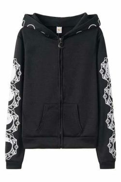 Y2K Grunge Zipper Patchwork Hoodie - 90S Fashion, Retro Style, Y2K Summer Outfits