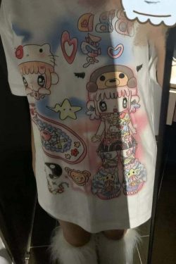 Y2K Harajuku Streetwear T-Shirts Women Kawaii Star Cartoon Print Loose Tees Grunge Summer Tops