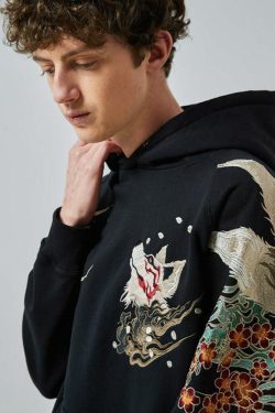 Y2K Japanese Embroidered Hoodie - Retro 90S Grunge, Summer Y2K Outfits, Pastel Goth Style