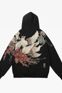 Y2K Japanese Embroidered Hoodie - Retro 90S Grunge, Summer Y2K Outfits, Pastel Goth Style