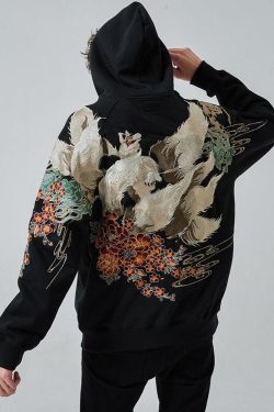 Y2K Japanese Embroidered Hoodie - Retro 90S Grunge, Summer Y2K Outfits, Pastel Goth Style