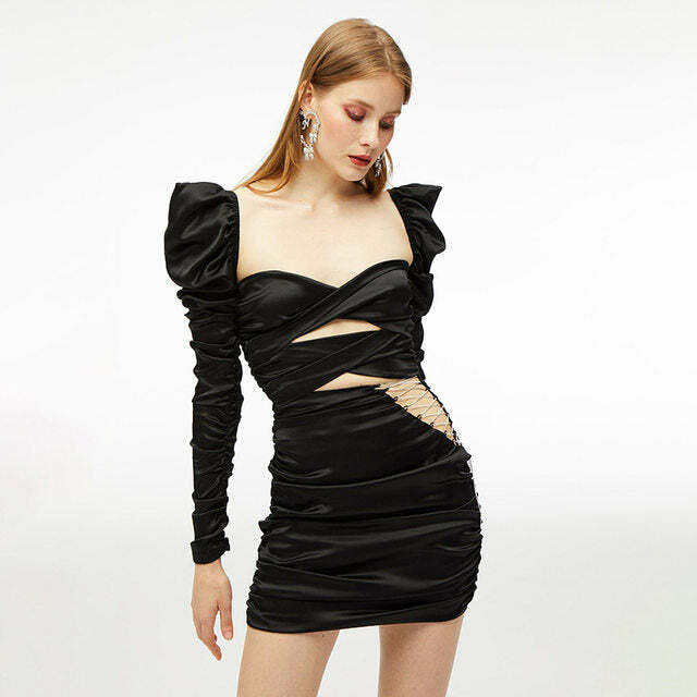 Y2K Lace-Up Mini Dress - 90S Grunge, Retro Summer Outfit, Y2K Party & Club Fashion