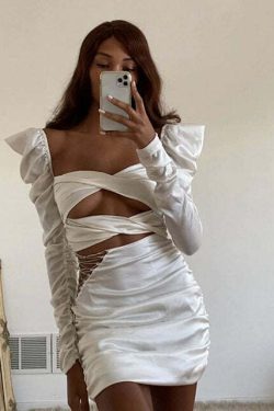 Y2K Lace-Up Mini Dress - 90S Grunge, Retro Summer Outfit, Y2K Party & Club Fashion