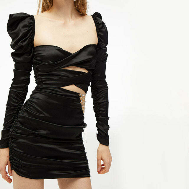 Y2K Lace-Up Mini Dress - 90S Grunge, Retro Summer Outfit, Y2K Party & Club Fashion