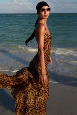 Y2K Leopard Maxi Dress - Retro 90S Grunge Summer Outfit, Y2K Party & Club Fashion