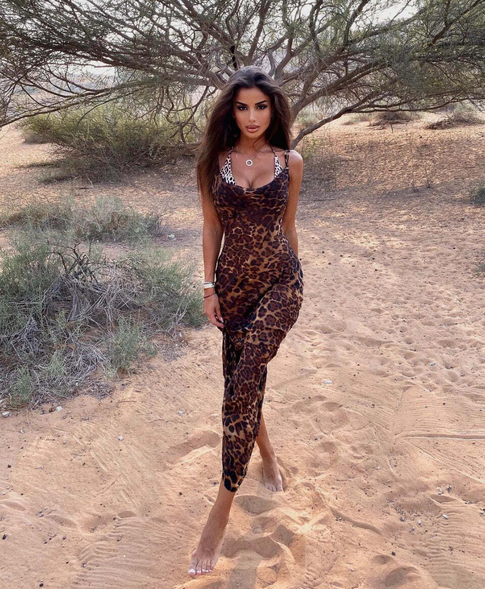 Y2K Leopard Maxi Dress - Retro 90S Grunge Summer Outfit, Y2K Party & Club Fashion